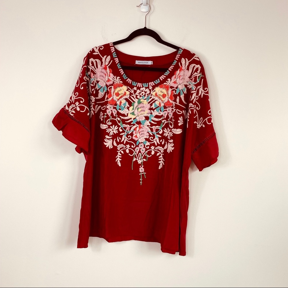 (EUC) MISSLOOK Floral Front Top